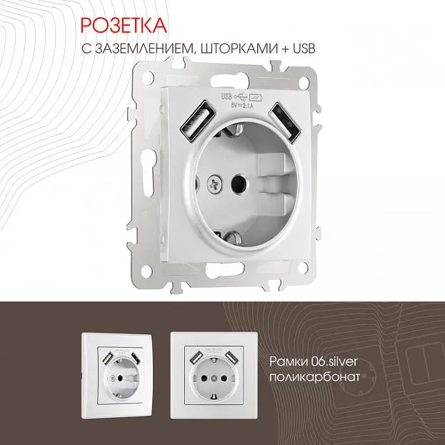 Розетка с заземлением Arte Milano 206.47-1.silver am Розетка с заземлением Arte Milano 206.47-1.silver am