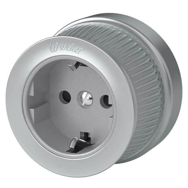 Розетка с заземлением и шторками (Матовый хром) ретро Werkel WL19-10-02 a044924 Розетка с заземлением и шторками (Матовый хром) ретро Werkel WL19-10-02 a044924