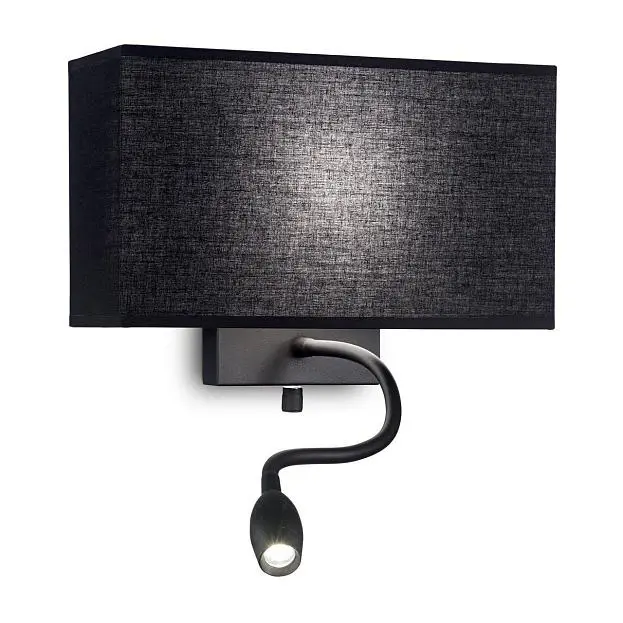 Настенный светильник Ideal Lux Hotel AP2 All Black 215709 Настенный светильник Ideal Lux Hotel AP2 All Black 215709