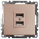 Розетка USB 2-местная (механизм) STEKKER 39602 GLS10-7115-02, 250B, 2,4А Катрин, шампань