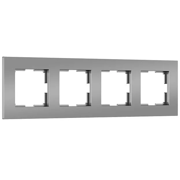 Рамка на 4 поста Slab (серебро матовый) Werkel W0042965 a062817 Рамка на 4 поста Slab (серебро матовый) Werkel W0042965 a062817