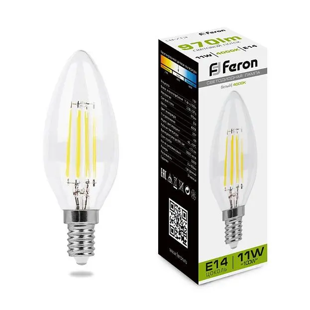 Лампа светодиодная Feron 38008 LB-713 Свеча E14 11W 4000K Лампа светодиодная Feron 38008 LB-713 Свеча E14 11W 4000K