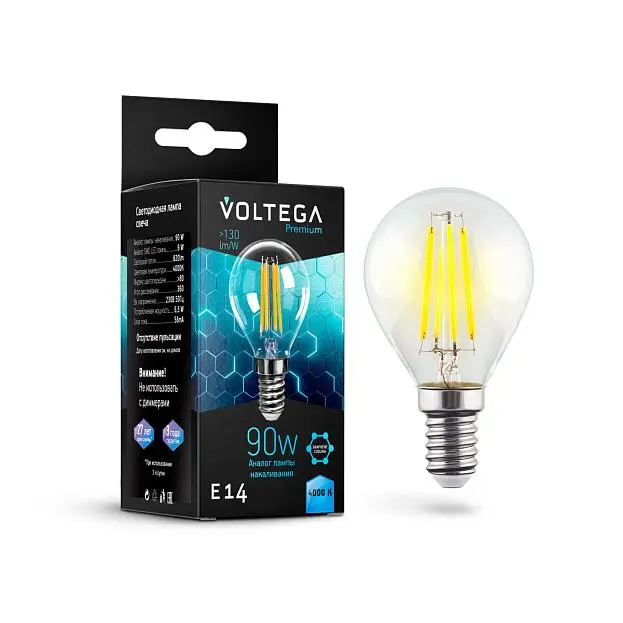 Светодиодная лампа Voltega 7137 Crystal Graphene Globe 9W 4000K E14 VG10-G45E14cold9W-F Светодиодная лампа Voltega 7137 Crystal Graphene Globe 9W 4000K E14 VG10-G45E14cold9W-F