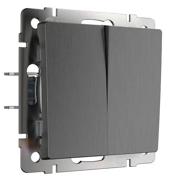 Выключатель двухклавишный Werkel W1122004 (графит рифленый) a050760 Выключатель двухклавишный Werkel W1122004 (графит рифленый) a050760