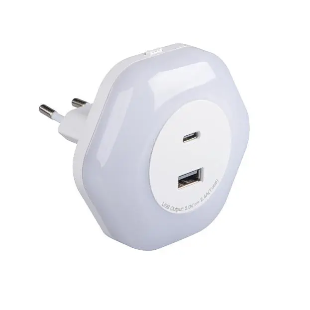 Ночник светильник в розетку LED 2xUSB WW W Kanlux 37397 BOLA Ночник светильник в розетку LED 2xUSB WW W Kanlux 37397 BOLA