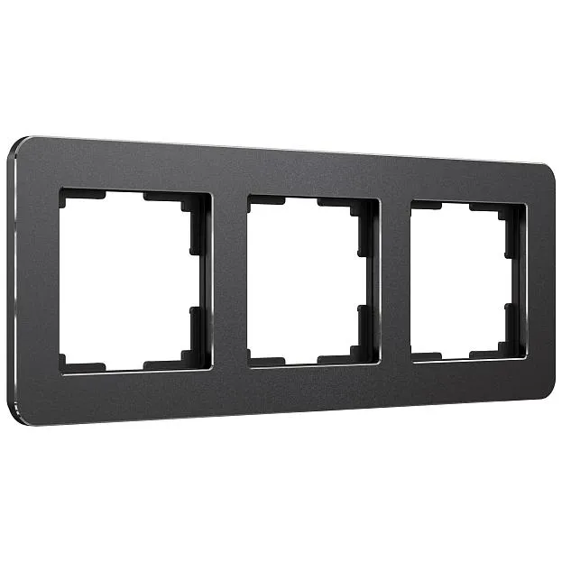Рамка на 3 поста Werkel W0032608 Platinum черный алюминий a059216 Рамка на 3 поста Werkel W0032608 Platinum черный алюминий a059216