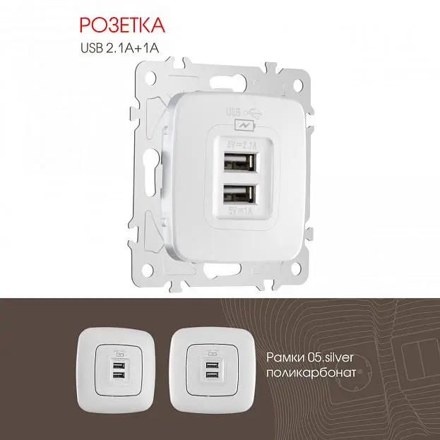 Розетка USB Arte Milano 205.46-1.silver am Розетка USB Arte Milano 205.46-1.silver am