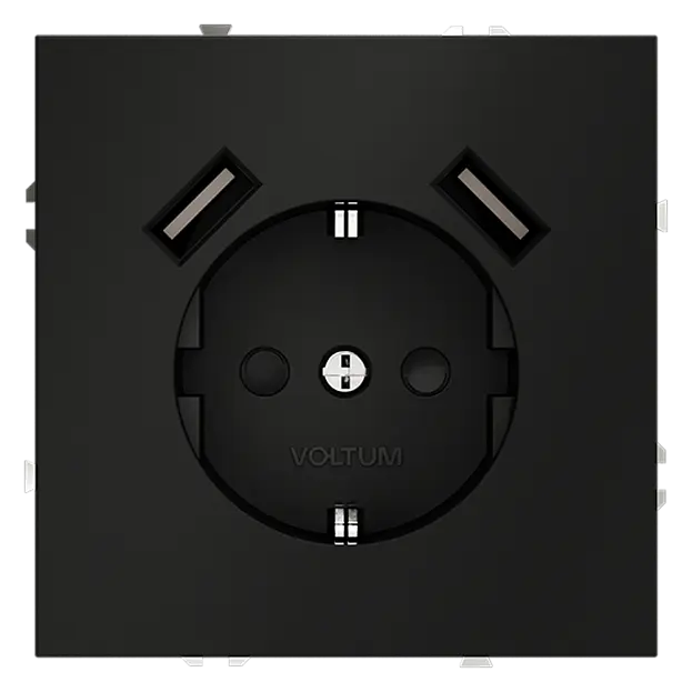 Розетка встраиваемая с заземлением и защитными шторками + usb 16А VOLTUMVLS040408 Розетка встраиваемая с заземлением и защитными шторками + usb 16А VOLTUMVLS040408