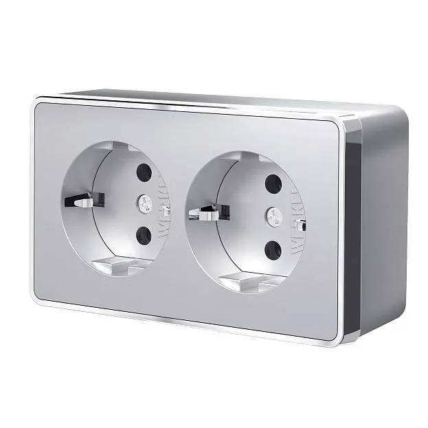 Розетка двойная с заземлением Werkel W5072106 Gallant (серебряный) a052776 Розетка двойная с заземлением Werkel W5072106 Gallant (серебряный) a052776