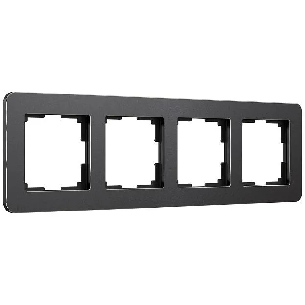 Рамка на 4 поста Werkel W0042608 Platinum черный алюминий a059219 Рамка на 4 поста Werkel W0042608 Platinum черный алюминий a059219