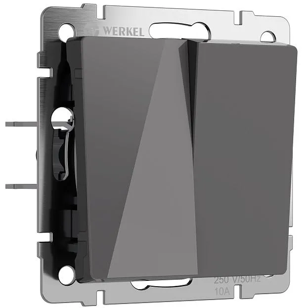 Выключатель двухклавишный проходной (графит акрил) Werkel W1122044 a064088 Выключатель двухклавишный проходной (графит акрил) Werkel W1122044 a064088