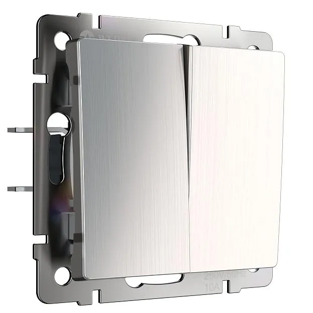Выключатель двухклавишный Werkel W1122002 (глянцевый никель) a051085 Выключатель двухклавишный Werkel W1122002 (глянцевый никель) a051085
