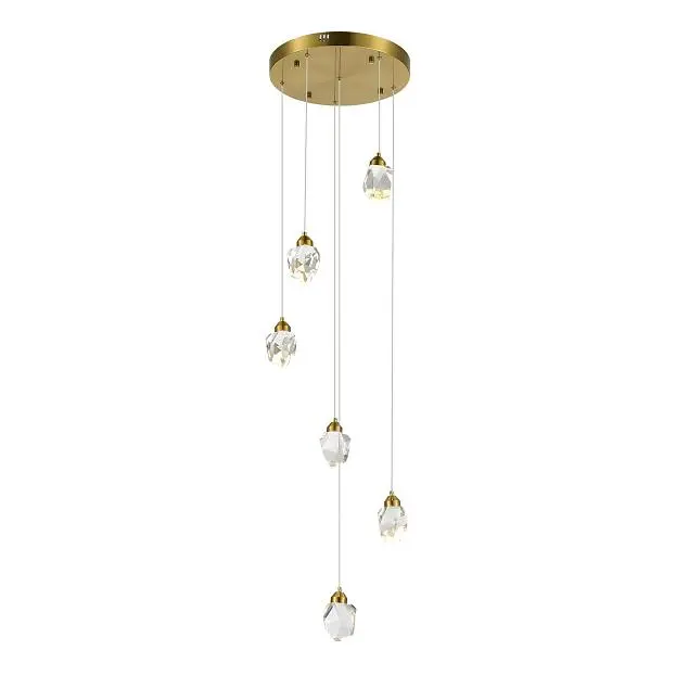 Светильник подвесной Золотистый/Прозрачный LED 6*3W 3000K ST-Luce SL6114.203.06 CASCATO Светильник подвесной Золотистый/Прозрачный LED 6*3W 3000K ST-Luce SL6114.203.06 CASCATO