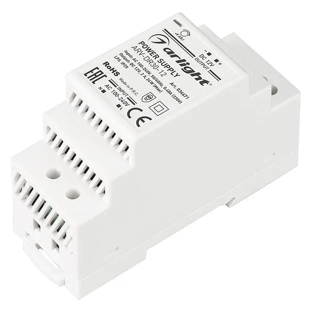 Блок питания ARV-DR30-12 (12V, 2A, 24W) IP20 DIN-рейка Arlight 034671 ARV-DIN Блок питания ARV-DR30-12 (12V, 2A, 24W) IP20 DIN-рейка Arlight 034671 ARV-DIN