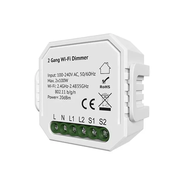 Двухканальное Wi-Fi реле-диммер 2 x 100 Вт Denkirs RL1004-DM/1 Relay Двухканальное Wi-Fi реле-диммер 2 x 100 Вт Denkirs RL1004-DM/1 Relay