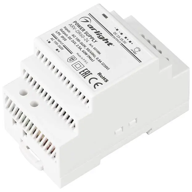 Блок питания Arlight 031086 ARV-DR60-24 24V 60W IP20 2,5A ARV-DIN Блок питания Arlight 031086 ARV-DR60-24 24V 60W IP20 2,5A ARV-DIN