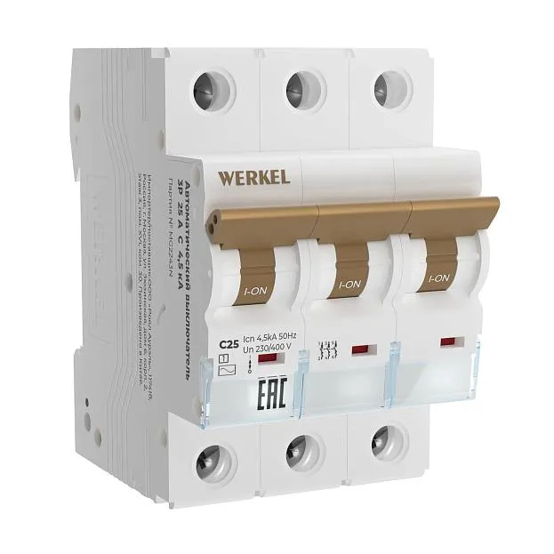 Автоматический выключатель Werkel W903P254 3P 25 A C 4,5 кА a062528 Автоматический выключатель Werkel W903P254 3P 25 A C 4,5 кА a062528