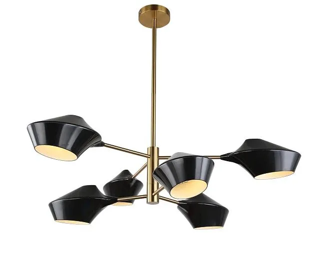 Люстра на штанге Lumina Deco LDP 6037-6 BK+GD Romina Люстра на штанге Lumina Deco LDP 6037-6 BK+GD Romina
