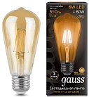 Лампа Gauss 102802006 LED Filament ST64 E27 6W 2400K