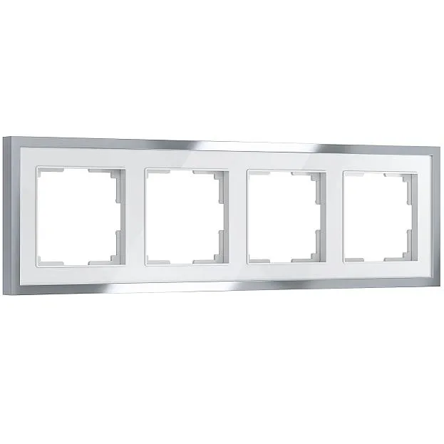 Рамка на 4 поста Werkel W0042850 Baguette (белый/серебро) a062782 Рамка на 4 поста Werkel W0042850 Baguette (белый/серебро) a062782