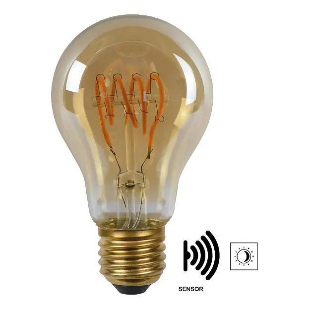 Лампа светодиодная Lucide 49042/04/62 E27 4W 2200K янтарная Led Bulb Twilight Sensor Лампа светодиодная Lucide 49042/04/62 E27 4W 2200K янтарная Led Bulb Twilight Sensor